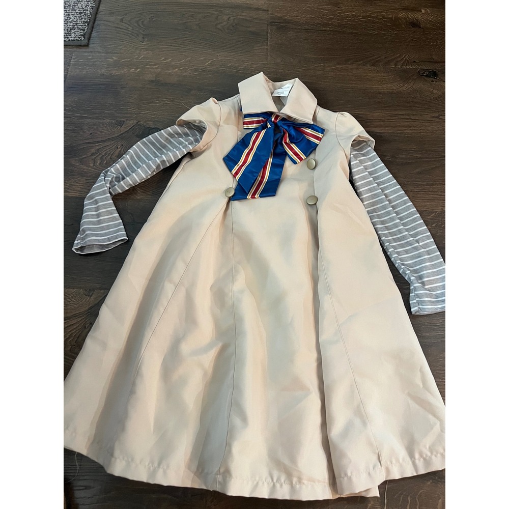 MEGAN M3GAN Cosplay Costume Dress Tan Trench Striped Sleeves Bow Medium